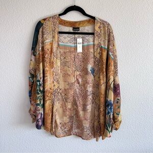 Anthro | SAACHI Cropped Floral Cocoon Cardigan OS Brown Motif